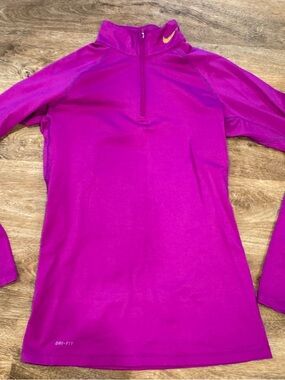 Nike Bright Magenta Fitted Quarter-Zip Long Sleeve Top